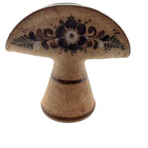 Netzi Mexico Napkin Taco Holder Fan Shape Pottery Sandstone Clay Vintage 1970s
